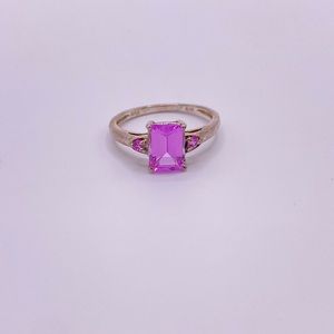 Pink Sapphire Ring; 925 Sterling Silver; Size 6.5